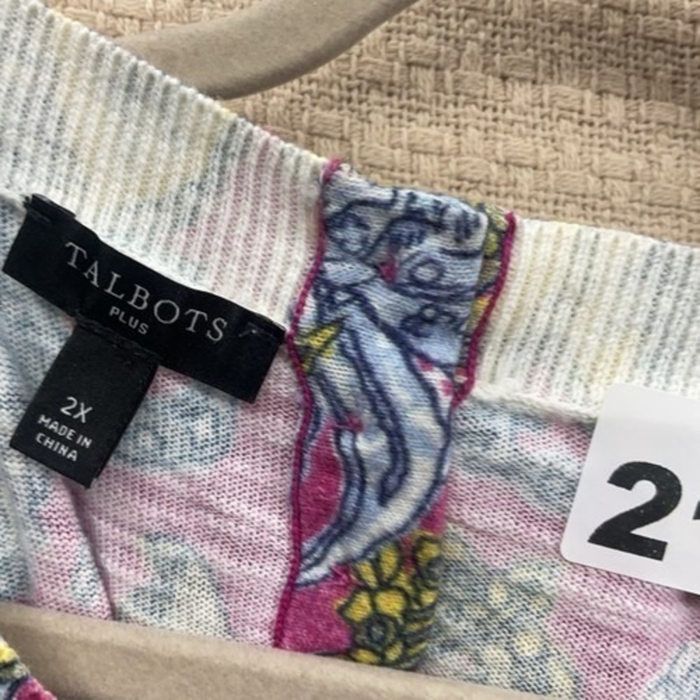 Talbots Multi Lively Floral Country Club Classy CrewNeck Sweater Women 2X China - Picture 2 of 9
